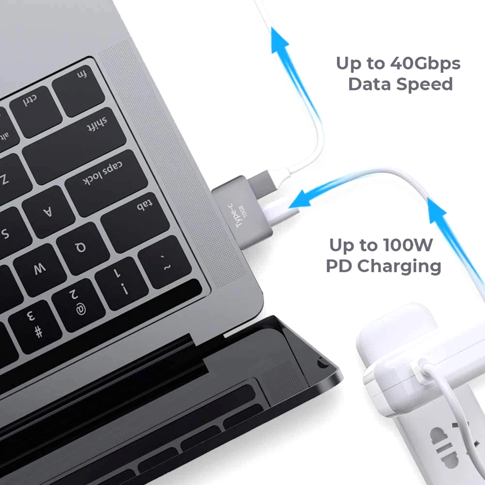 Dual Type-C Short Extender USB C Thunderbolt 3 Female to Male Expansion Adapter Connector USB Hubs 5K Video for MacBook Pro/Air