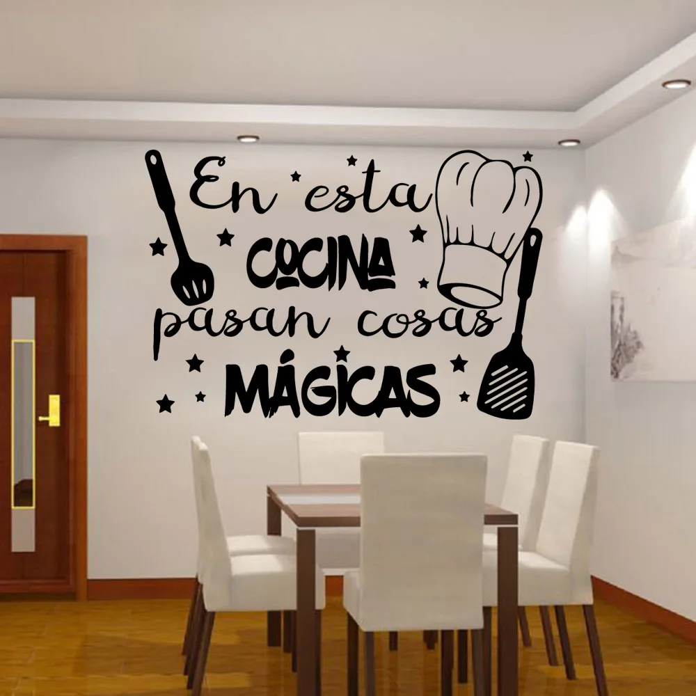 Diy Text Vinyl Kitchen Spanish Quote Wall Stickers Vinyl Wallpaper For Kitchen Rooms Decor Wall Decals Home Decor Sticker Decal