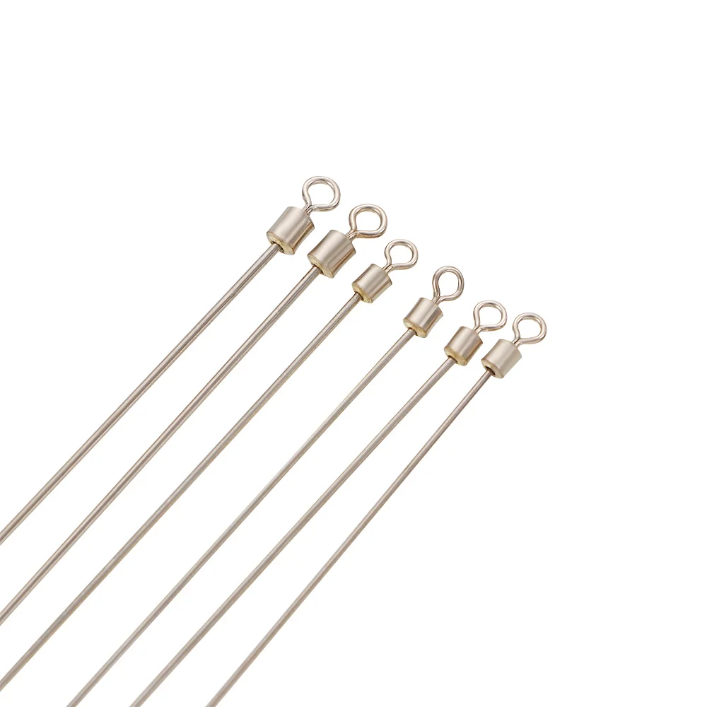 50pcs Hard Steel Wire Long Pole Fishing Swivel Stainless Steel Barrel Rolling Connector Fishing Accessories Tackle