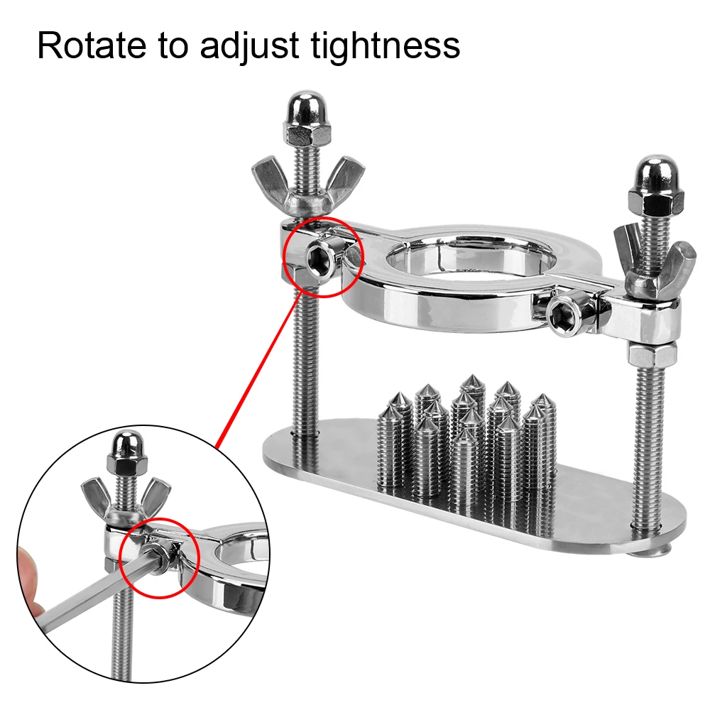 Male Chastity Testicle Clamp Metal Spike Penis Ring Clamp Cock Ring Stretcher Scrotum Stimulation Lock Training Device