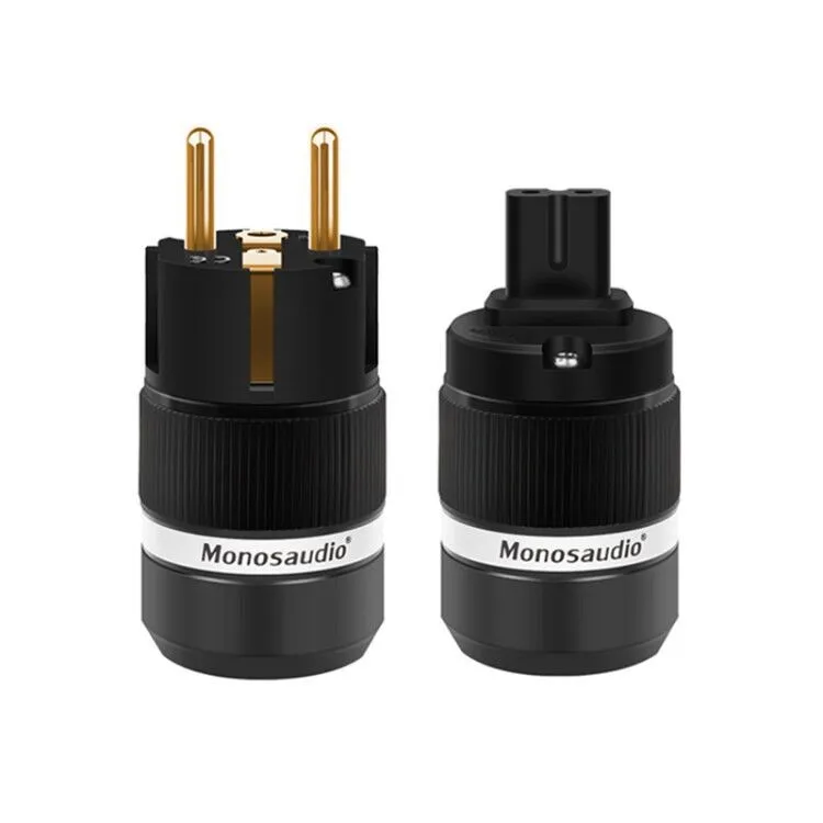 

Monosaudio E100G+F180G Audio gold plated Schuko power plug connector +Figure 8 C7 IEC plug connector