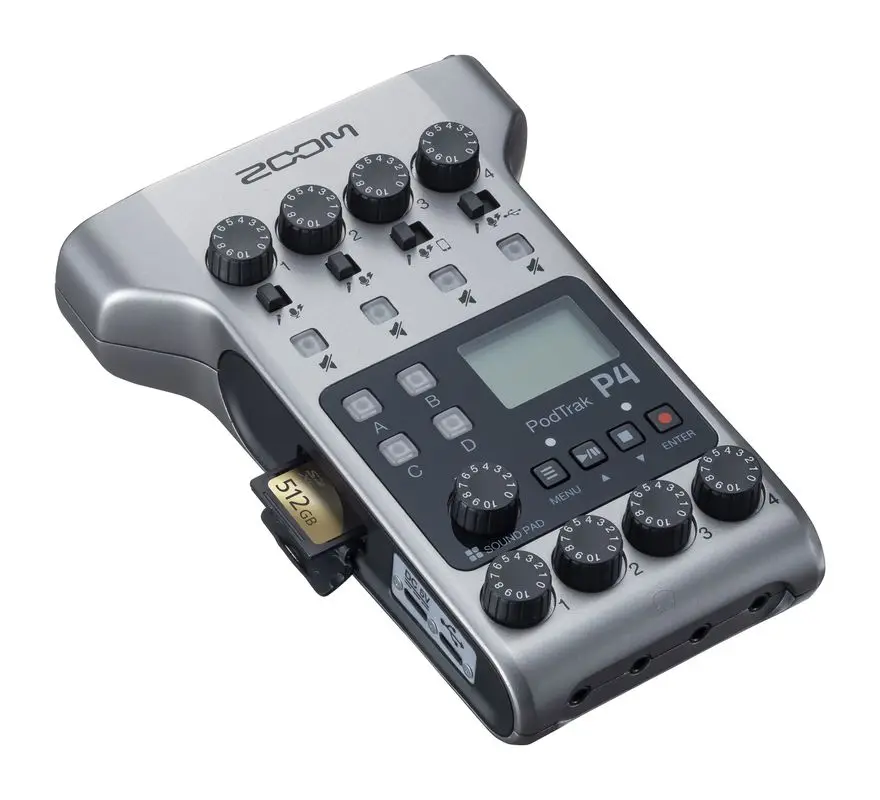 ZOOM Podtrak P4 Portable Interview Audio podcast recorder with 4 Mic-Input and USB audio interface Support Android or IOS device