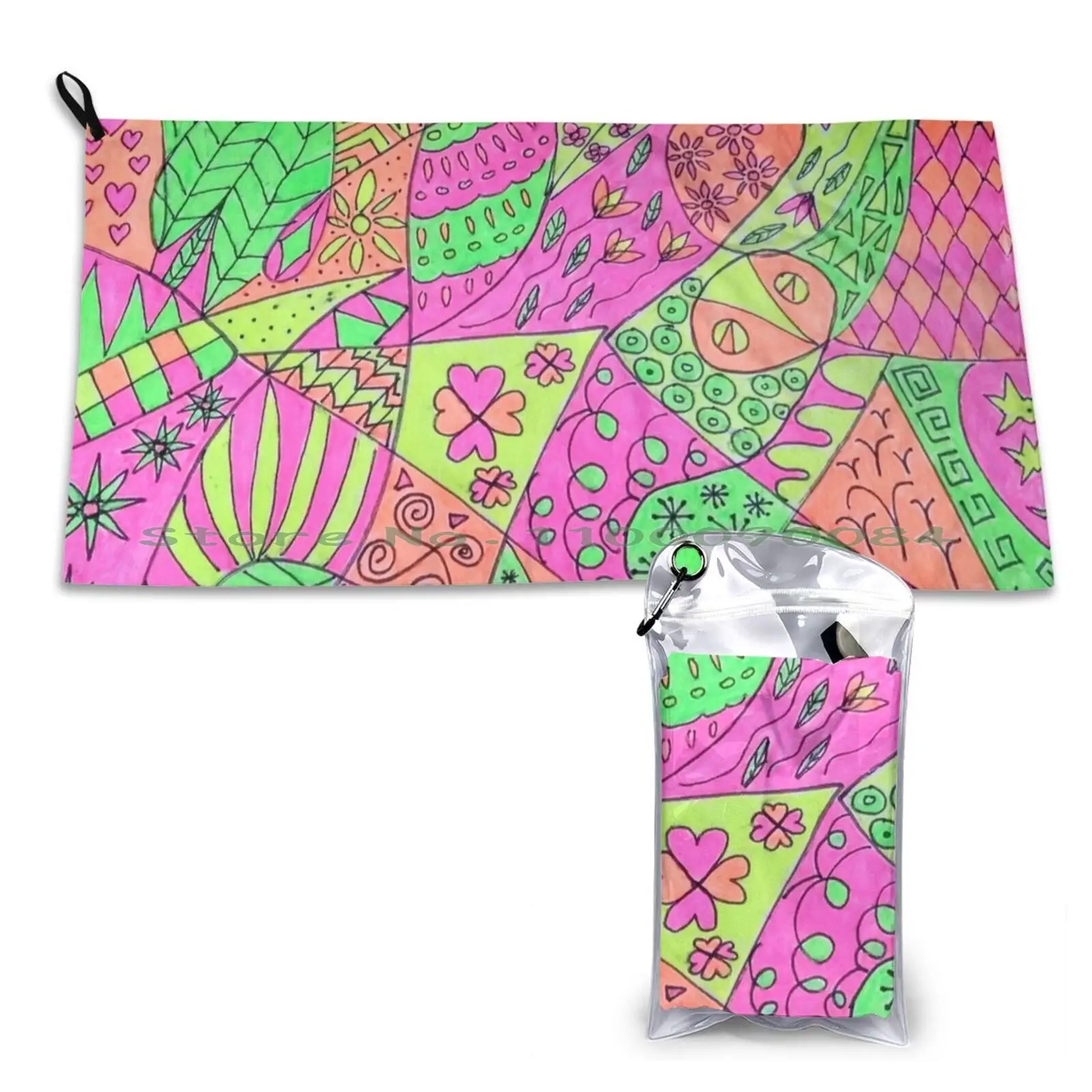 Kooky Psychedelic Neon Doodle Quick Dry Towel Gym Sports Bath Portable Afl Australian Football League Australian Rules Football