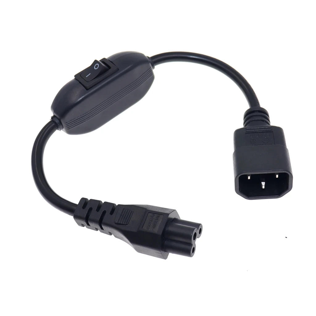 IEC 320 C14 Male to C5 Female Extension cable with 10A On/Off Switch Power Adapter cord For PDU UPS 30cm/60cm