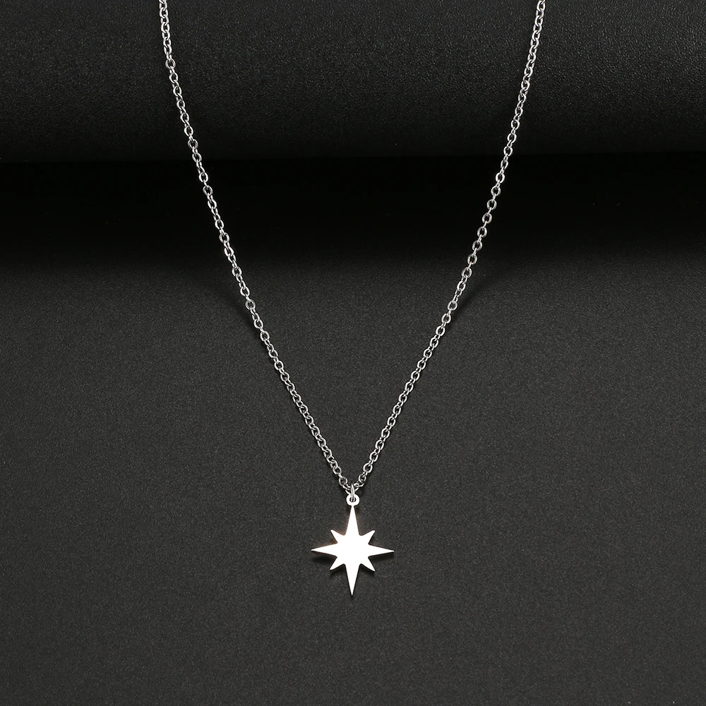 Stainless Steel Necklaces Star Eight-pointed Star Clavicle Pendant Chain Fashion Necklace For Women Jewelry Party Best Gifts NEW