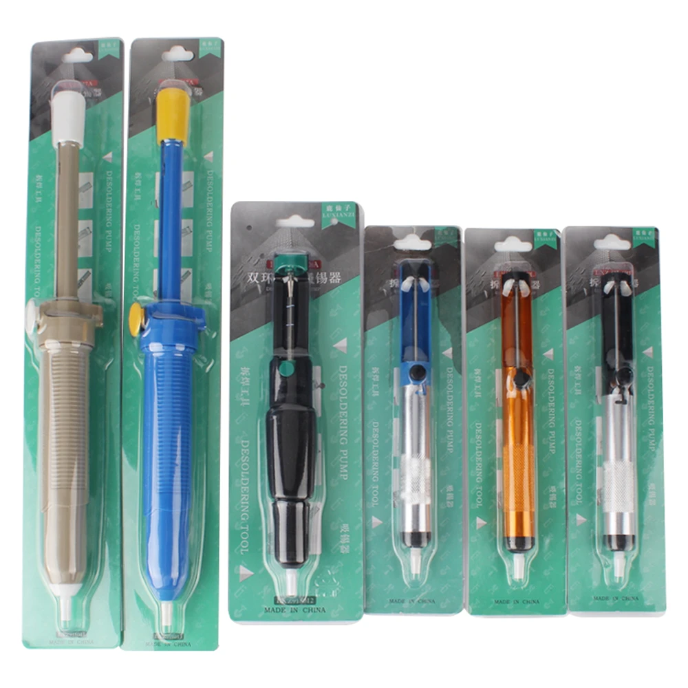 LUXIANZI Extended Desoldering Pump with Rebound Spring Plastic Desoldering Tin Pump Vacuum Tin Solder Removal Welding Tools