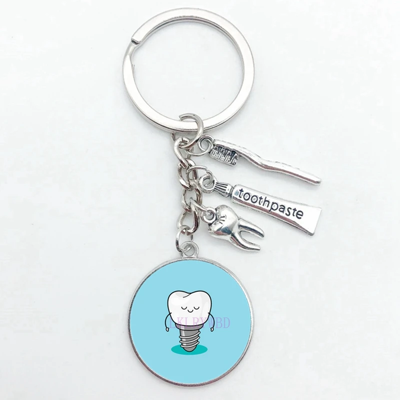 New I Love Tooth Pendant Keychain Mini Toothbrush Toothpaste Keychain Fashion Jewelry Men and Women Gifts