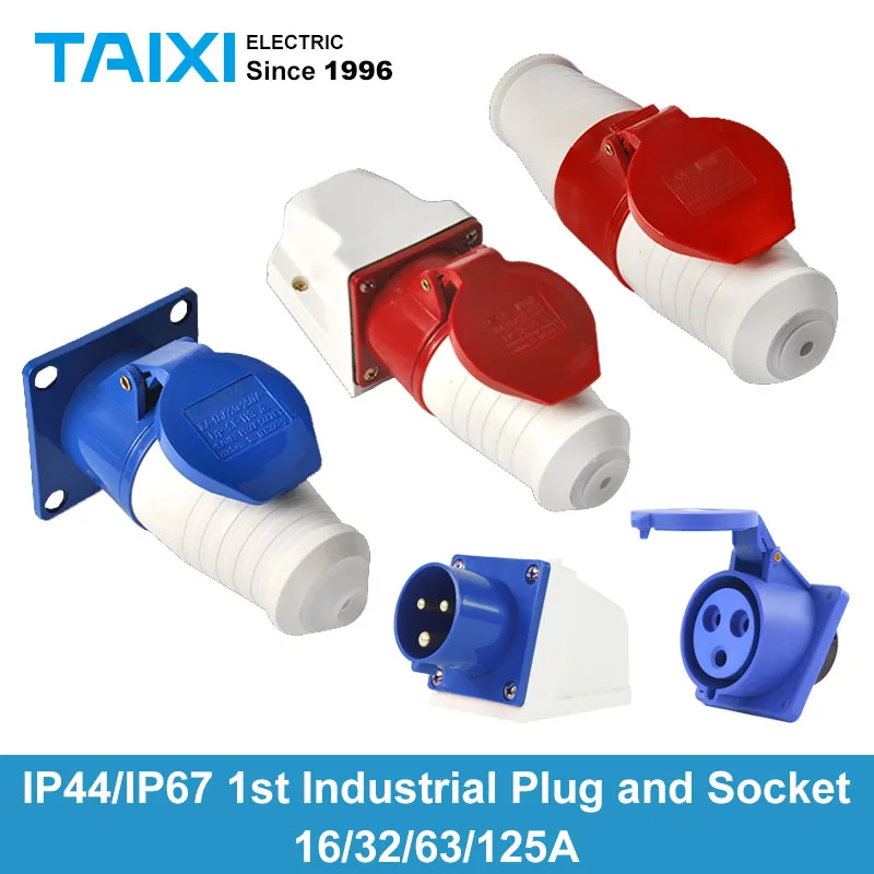 

Waterproof Industrial Plug IP44 3 Pole 4 Pole 5 Pin dustproof socket IP67 Male and Female 16a 32a 63a 125a industrial socket