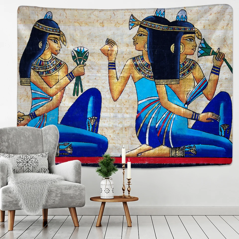 Golden Ancient Egypt Tapestry Wall Hanging Old Culture Printed Hippie Egyptian Tapestries Wall Cloth Home Decor Vintage Tapestry