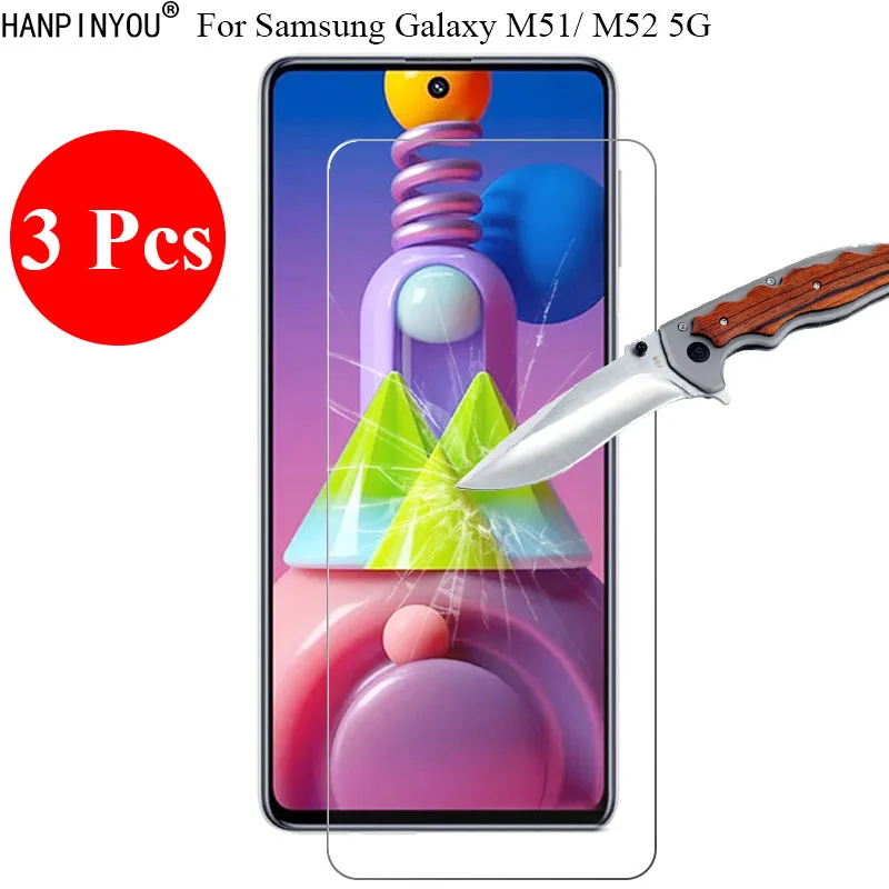 3 Pcs/Lot New 9H 2.5D Tempered Glass Screen Protector For Samsung Galaxy M51 M515 / M52 5G 6.7