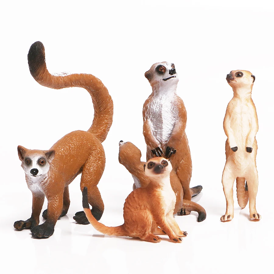 Hand Painted African Jungle Animals Watching Meerkats,Standing Meerkat Toy Figure Realistic Plastic Figurine educational toy gif