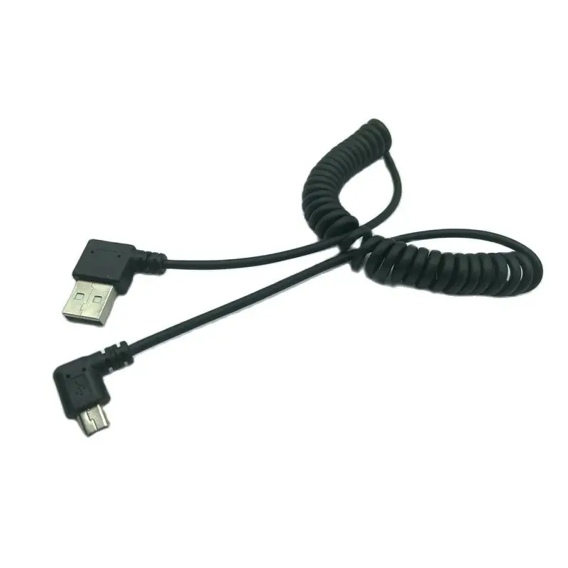 USB 2.0 left Angle 90 Degree A Male to Left Angle Mini B 5p Male Spring Cable