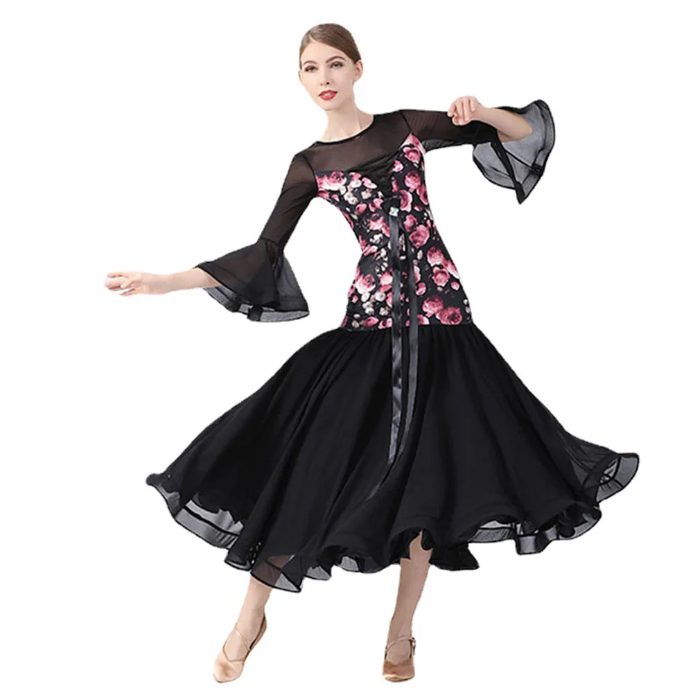 

Color Matching High Density Yarn Women Waltz Ballroom Dress Standard Dance Dress Rumba Tango Dance Costumes