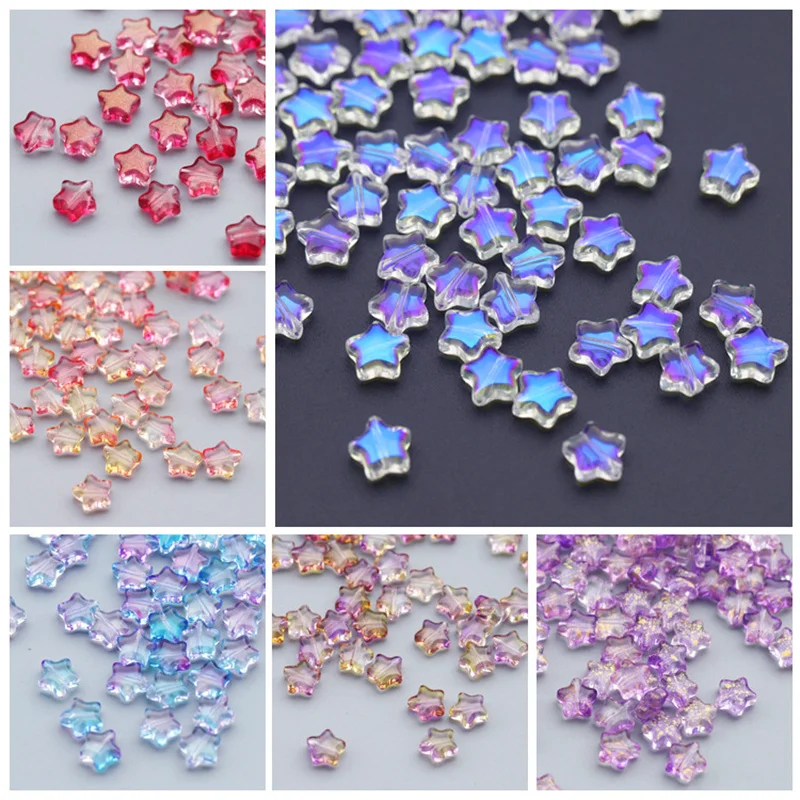 50Pcs/Lot 8MM Star Glass Beads Transparent Crystal Loose Spacer Beads For Handmade Bracelet Necklace DIY Jewelry Making Supplier