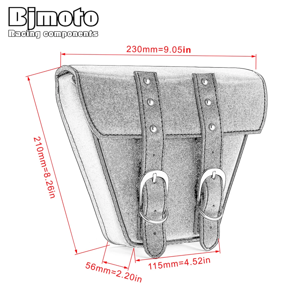 BJMOTO Motorcycle Black PU Leather Saddlebag Saddle Bag Universal for Harley Sportster XL883 Cafe Racer For Honda