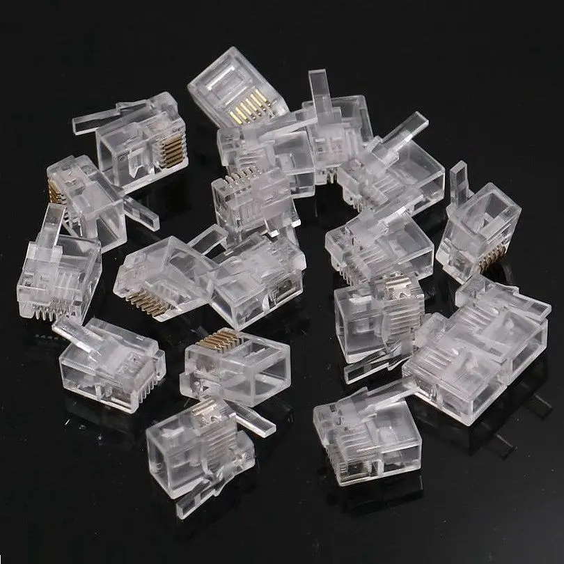 50PCS/lot Colorful RJ12 6P6C Connector Red Blue Green Right Buckle Cable Plug DIY NXT EV3 Cable Plug Crystal Head