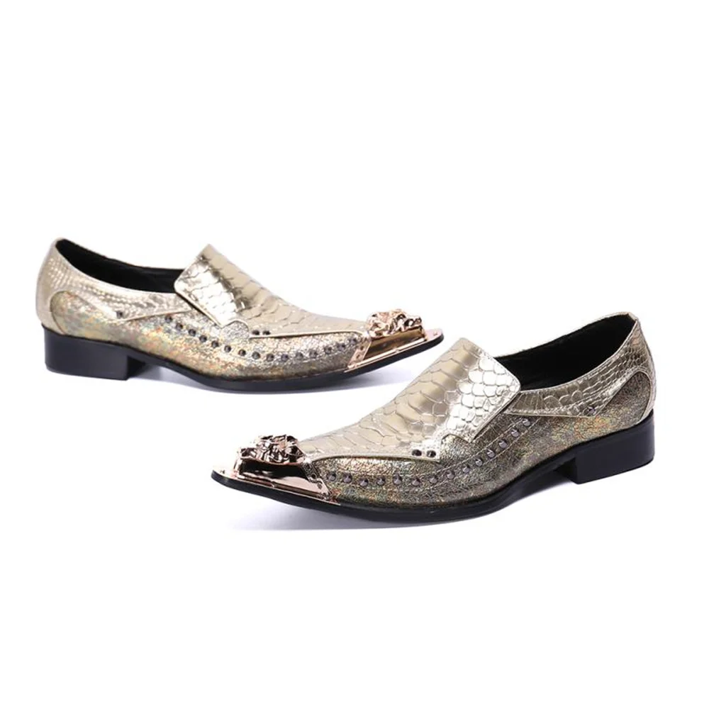 

Fashion Oxford Shoes for Men Pointed Toe Gold Leather Shoes Silver Sequins Nightclub Stage Leather Shoes