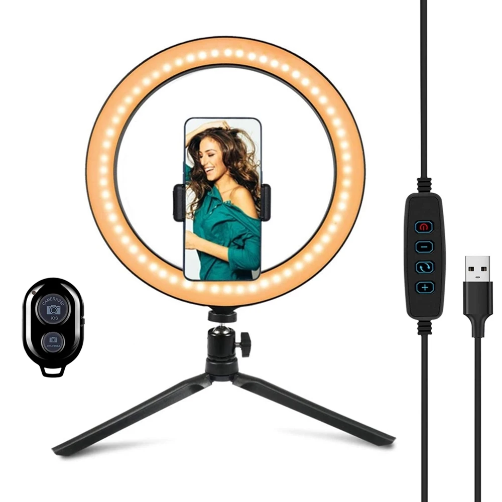 

Ring Lamp For Phone Ring Light With Tripod Stand Photo Led Selfie Bluetooth-compatible Remote For Youtube Photography Lighting