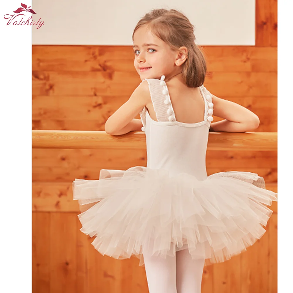 New Girls White Ballerina Tutu Dress Ballet Costumes  Kids Dancewear Gymnastics Leotard for Child Performance