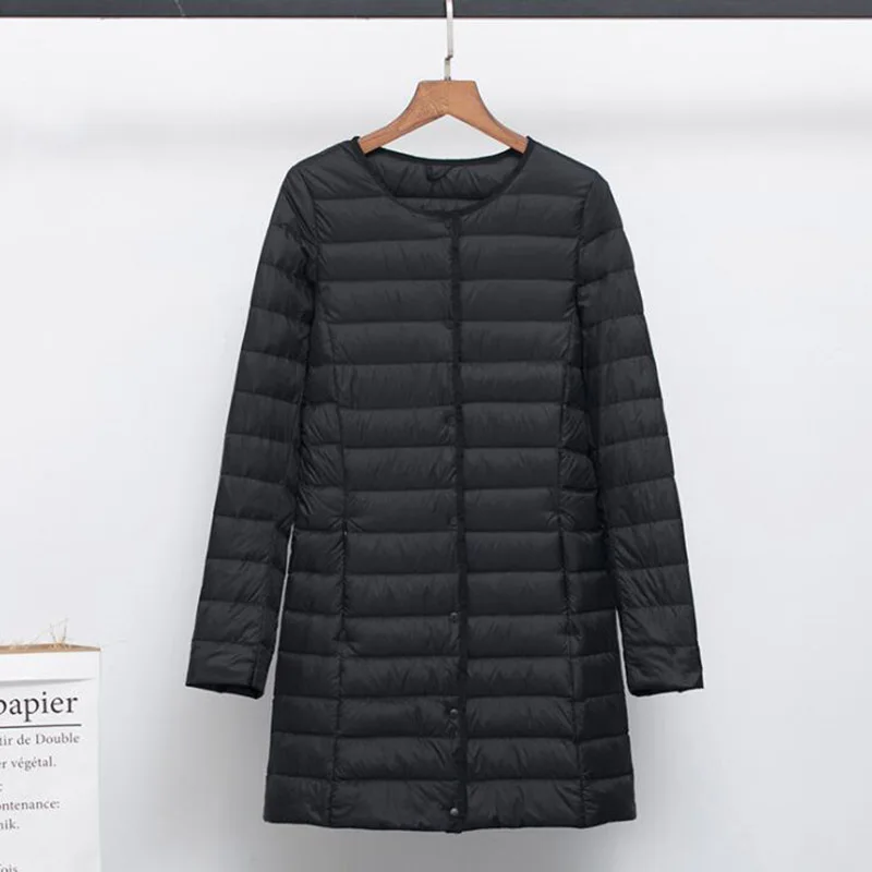 SEDUTMO Winter Women Duck Down Jackets Long Ultra Light Coat Casual Puffer Jacket Slim Black Autumn Parkas ED875