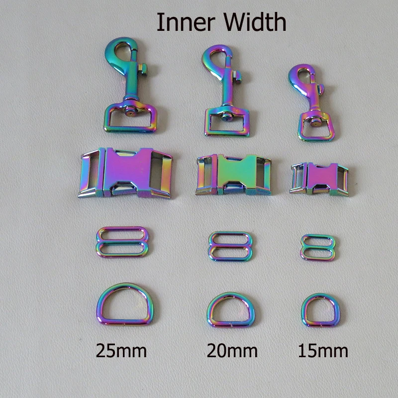 1 Set High Quality Metal Buckles D Ring Sider Tri-Glides Belt Buckle Snap Clip Hook For Pet Dog Collar Lobster Clasp Accessory