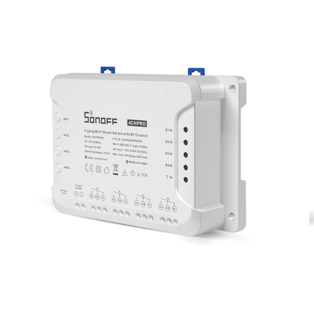 Sonoff 4CH Pro R3 10A / Gang 4 Channel Wifi Smart Switch 433 MHZ RF Remote Wifi Lights Switch يدعم 4 أجهزة تعمل مع Alexa