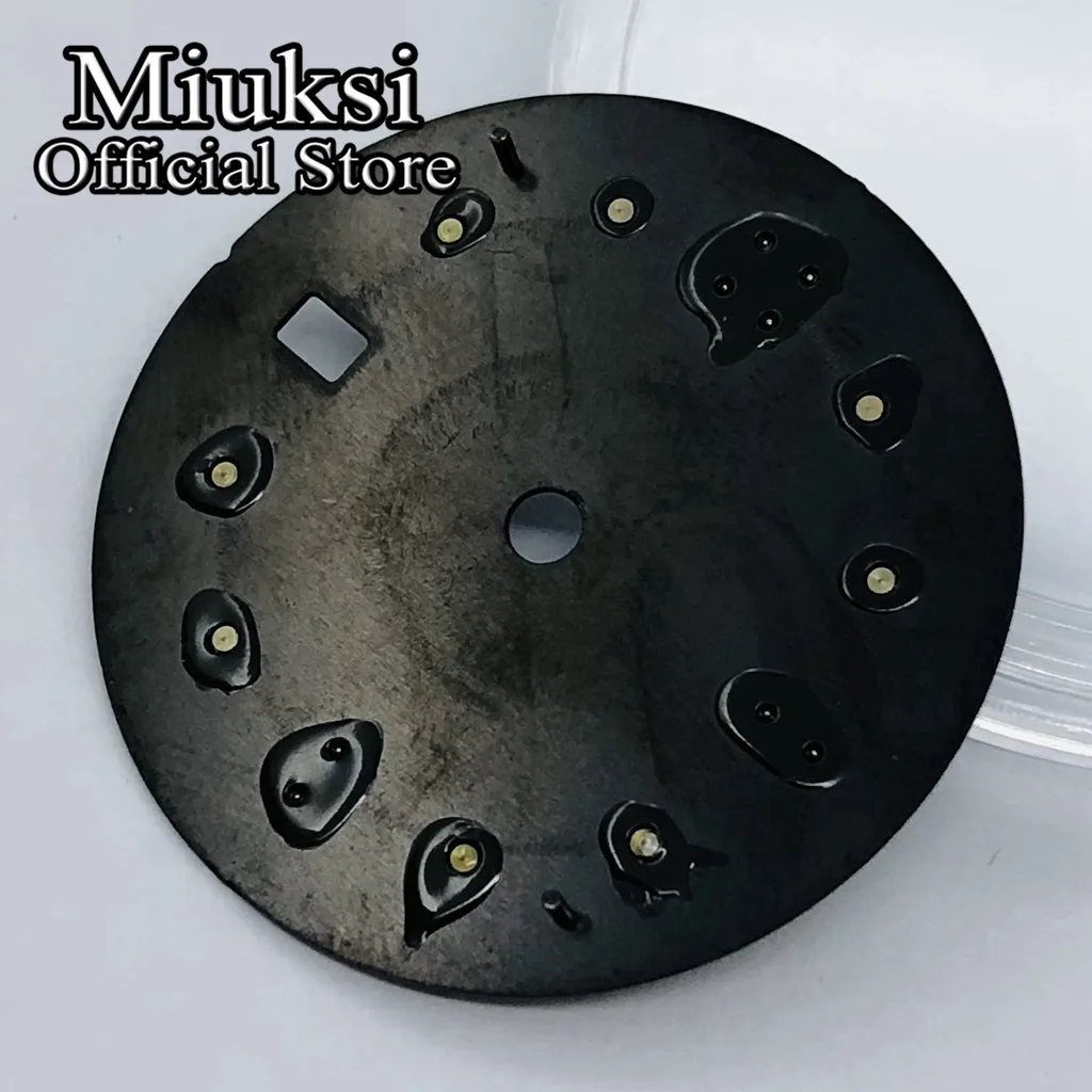 Miuksi 31mm black watch dial fit NH35 movement