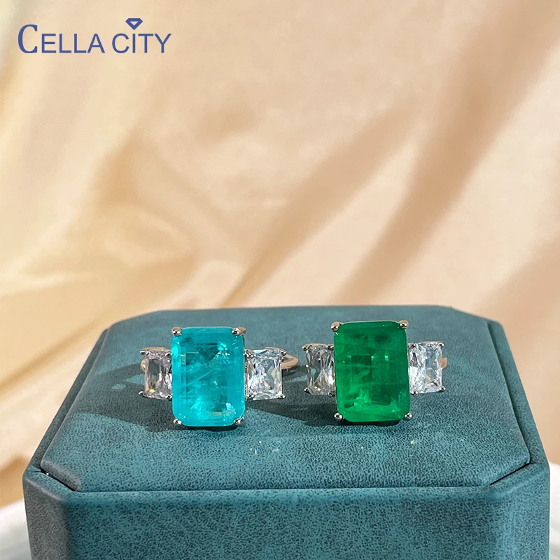 Cellacity Top Quality Emerald Sapphire Gemstones Ring 925 sterling silver female fine jewelry gift charm women ring size 6-10