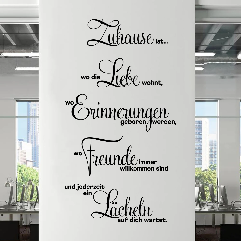 German Home Is Where Love Mermories Quote Wall Sticker Hallway Entryway Family Love Quote Wall Decal Living Room Vinyl Decor