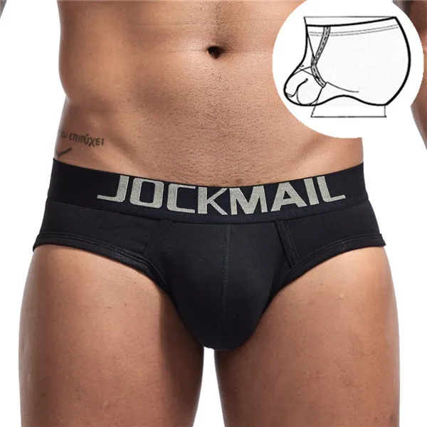 JOCKMAIL Cotton Briefs Sexy men underwear U convex Pouch adjustable Ring cockstraps men trunk Shorts Gay Underwear Jockstrap