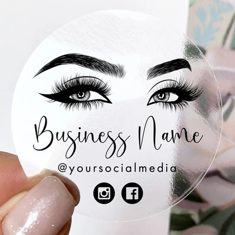 100 Pieces, EyeLashes Custom Logo Personalized Eyelash Business Sticker, Lash Artist Sticker, EyeLash Clear Sticker