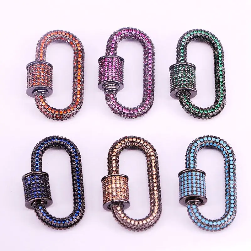 

4PCS, Colorful CZ Micro Pave Oval Clasps, Oval shape Clasp, Jewelry Findings