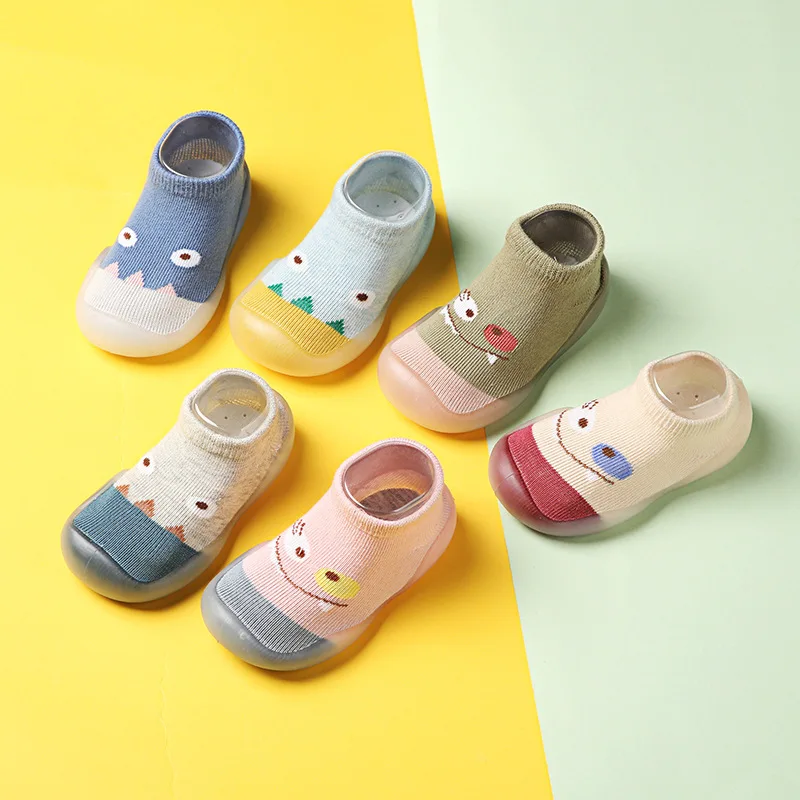 Children Anti-slip Shoes Newborn Baby Boy Girl Cotton Non-slip Floor Socks Rubber Sole Cartoon Indoor Infant Shoes