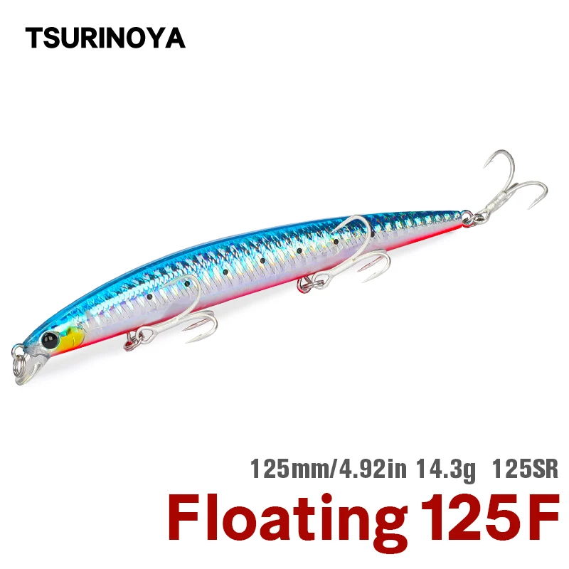 TSURINOYA Fishing Lure DW72 14.3g 125mm Floating Minnow Shallow Range Long Shot Minnow Jerkbait Wobblers Sea Bass Lure Crankbait