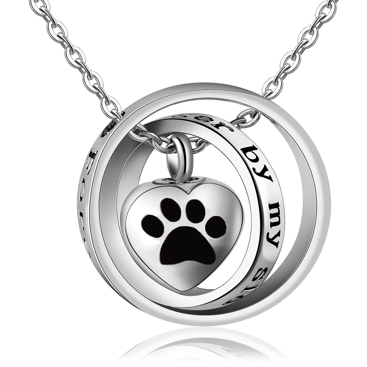 No Longer By My Side,Forever In My Heart Cremation Jewelry Stainless Steel Heart Urn Necklace Ashes For Human/Pet