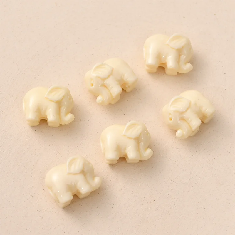 15pcs 14mm Elephant Shape Artificial Coral Beads For Jewelry Making Loose Spacer White/Pink Animal Bead DIY Bracelet Necklace