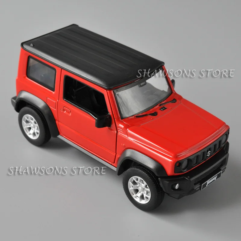 1:26 odlewany Metal Model samochody zabawkowe Suzuki Jimny miniaturowa replika SUV Pull Back z dźwiękiem i światła czerwona zieleń