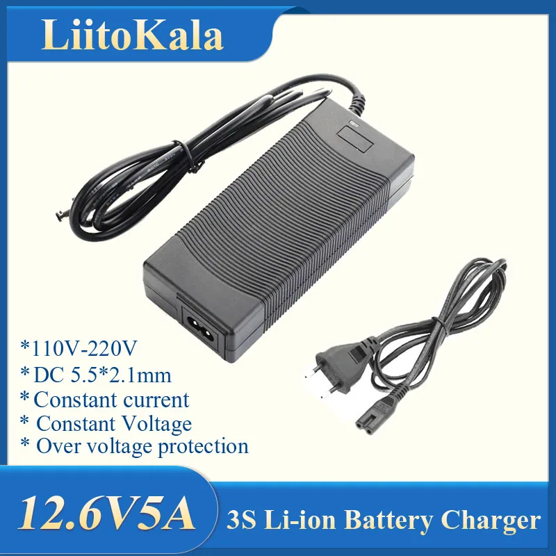 LiitoKala 12V 24V 36V 48V 3 Series 6 Series 7 Series 10 Series 13 String 18650 Lithium Battery Charger 12.6V 29.4V DC 5.5*2.1mm