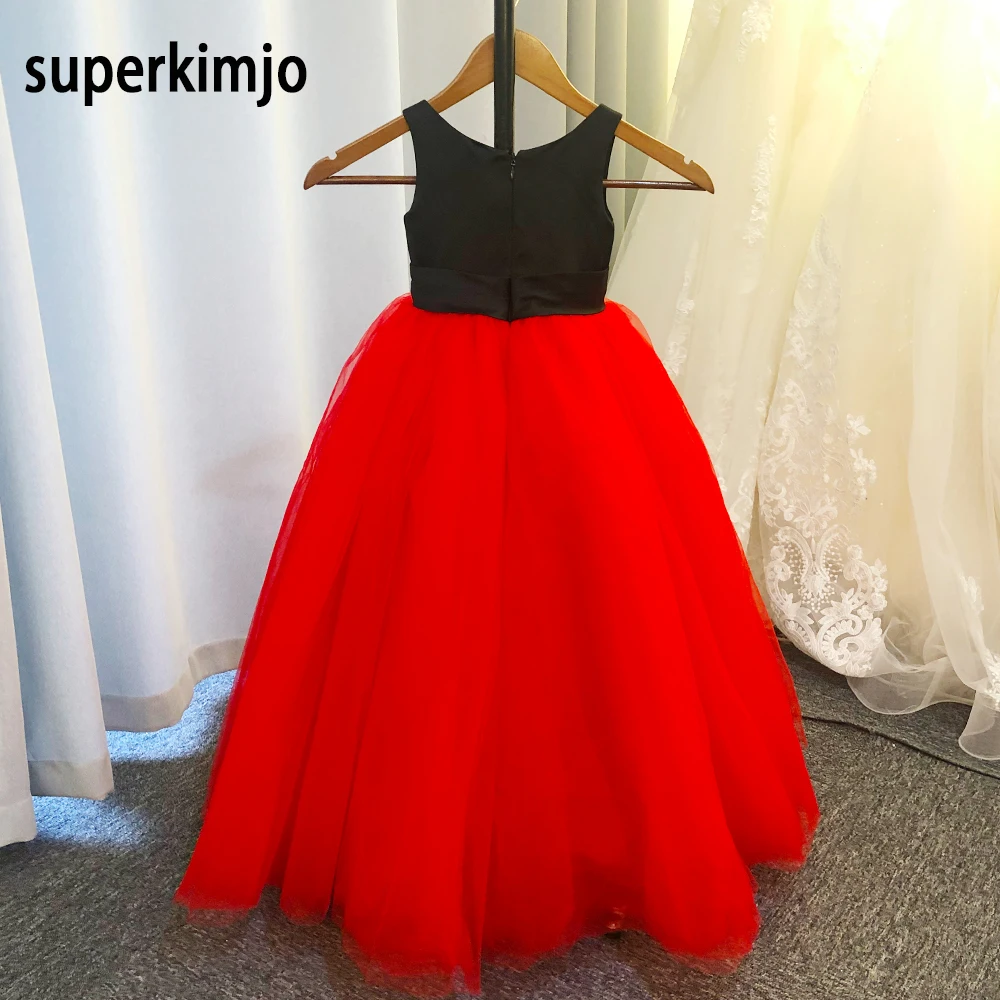 little flowers girls dresses real picture red hand made flowers ball gown floor length long cute little girls party dresses