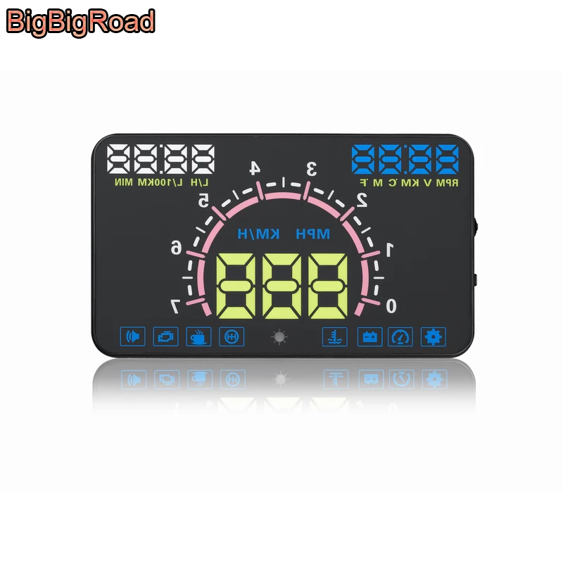 BigBigRoad Car HUD Head Up Display Windscreen Projector OBD2 Port For Nissan Livina Pickup Terrano Leaf Pulsar NV200 Kix Latio