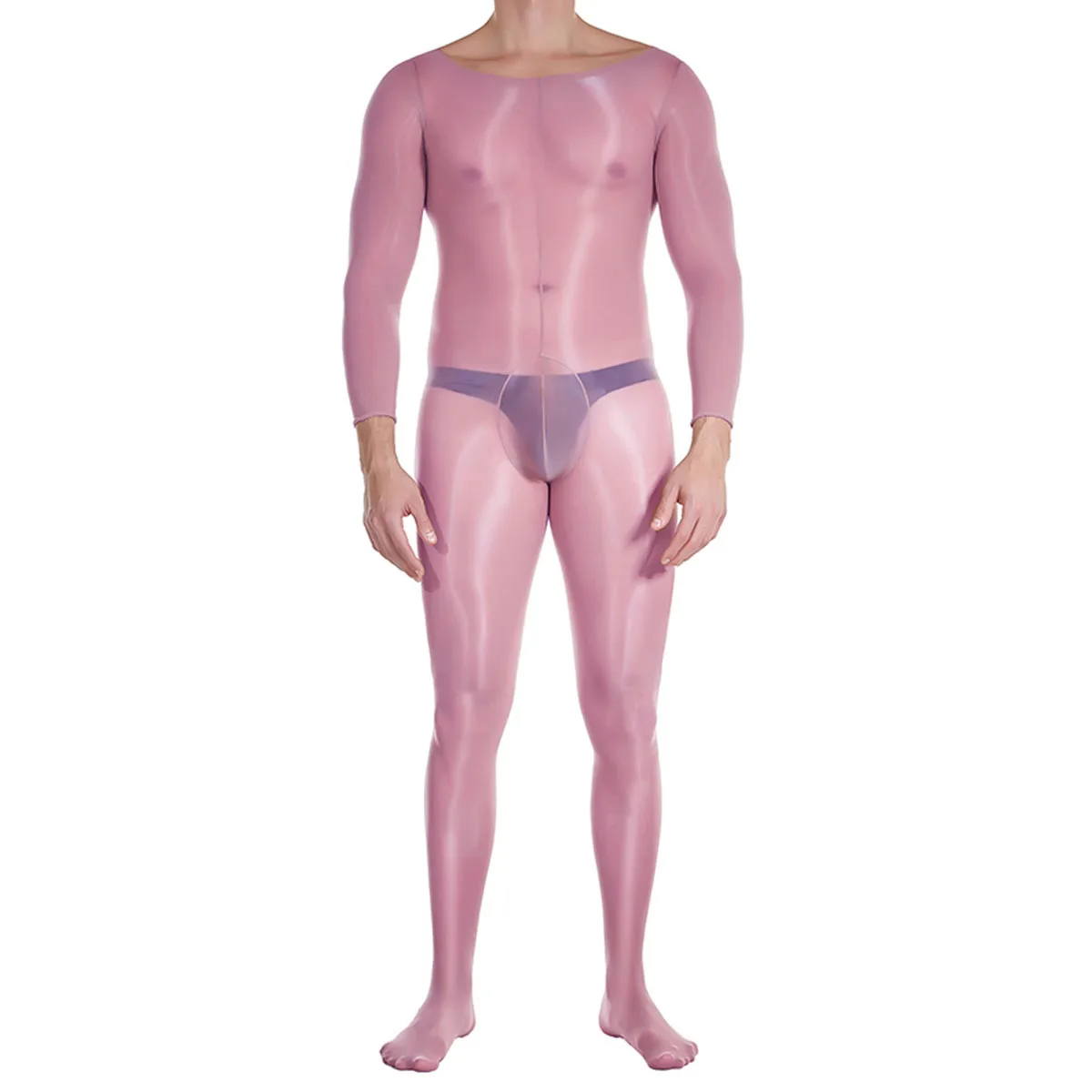 Metelam Men's Shiny Full Body Stocking Skiny Nylon Bodysuit with Pouch Underwear Corset