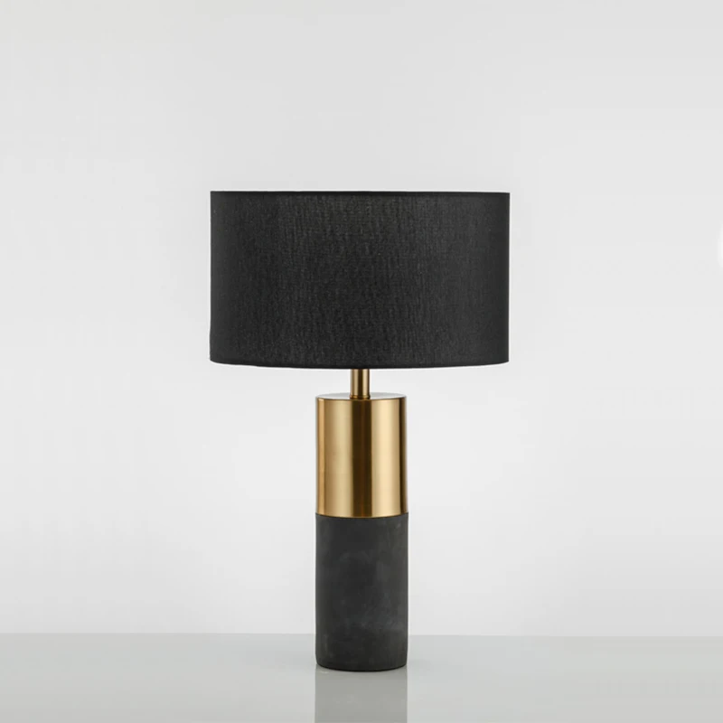 

Postmodern Cement Table Lamp Livingroom Decoration Simple Creative Black Cloth Cover LED E27 Plating Metal Bedroom Desk Lighting