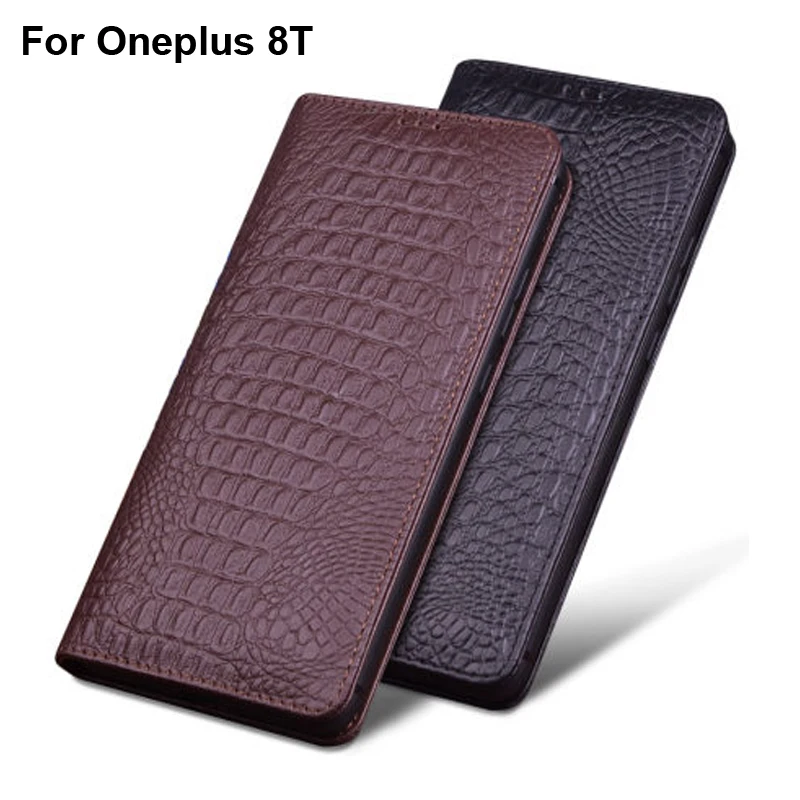 

Genuine Leather flip phone Case For One plus 8T oneplus8T case back for oneplus 8 T 1+8T case back cover Shell