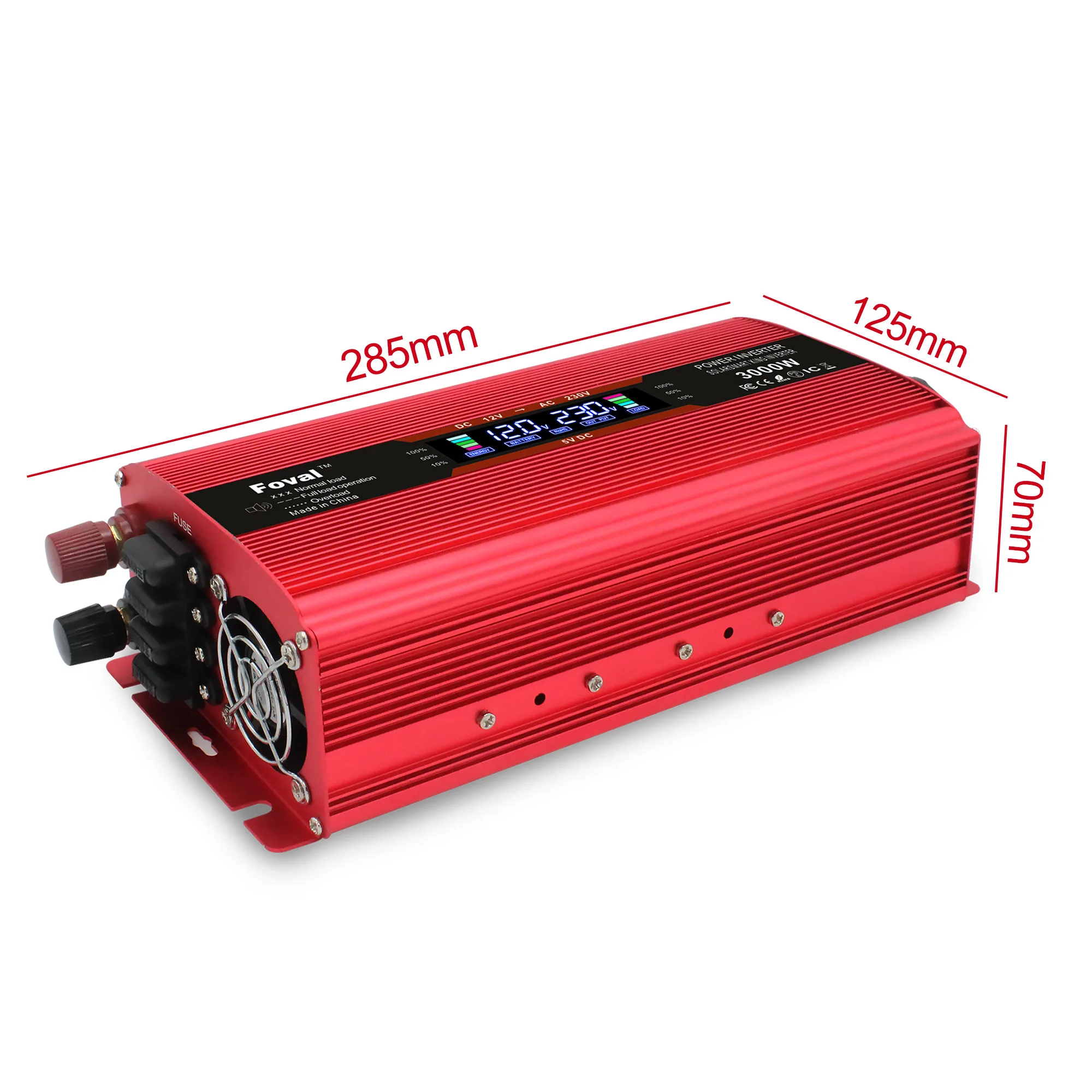 3000W Multifunctional Car Inverter 12V /24V To 220v Cigarette Lighter Plug Dual EU Socket With LCD Display