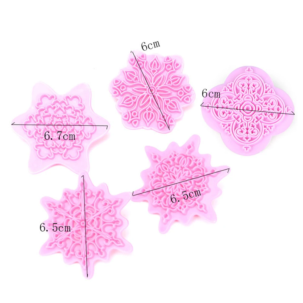 5pcs/set Lace Pattern Embossing Die Plastic Stamp Polymer Clay Sculpture Texture Stamp Clay Tool Dotting Tools