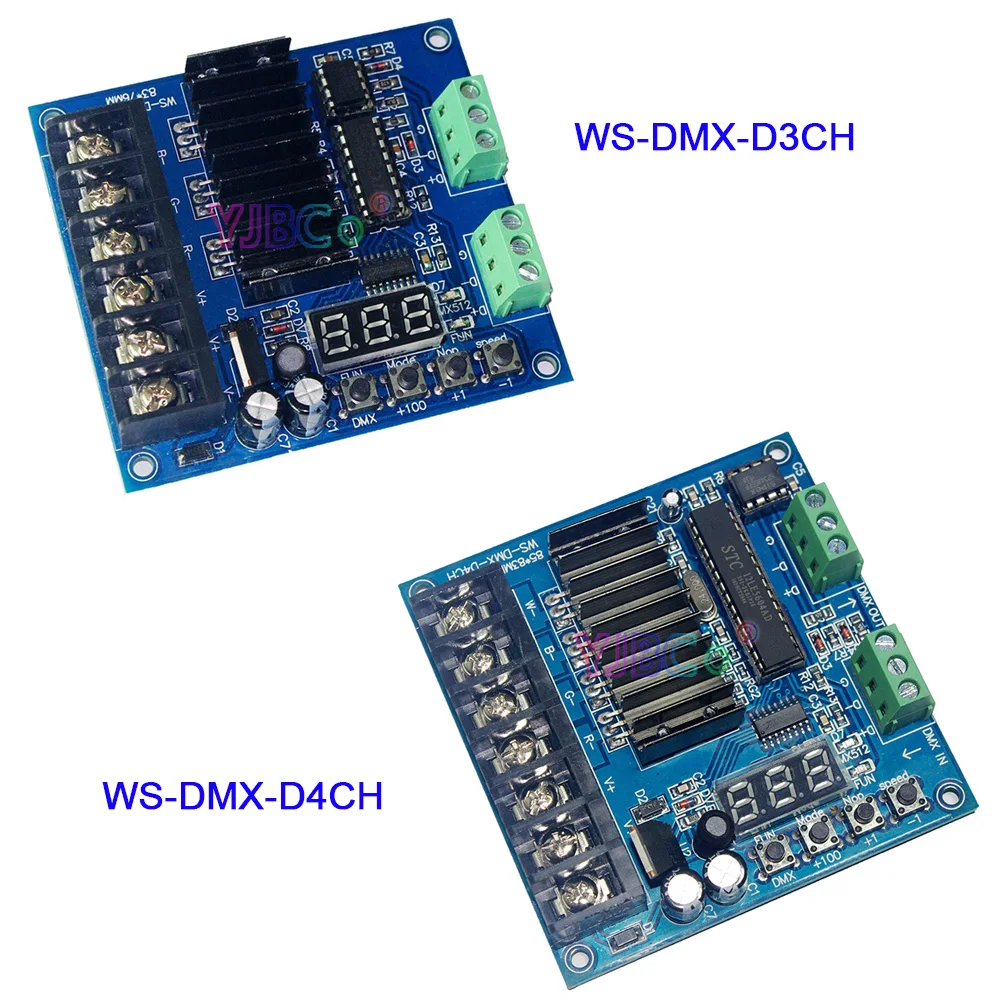 3CH/4CH DMX512 Decoder RGB LED Controller Common Anode 5V 12V 24V DMX Dimmer Drive for LED Strip,Light,Lamp