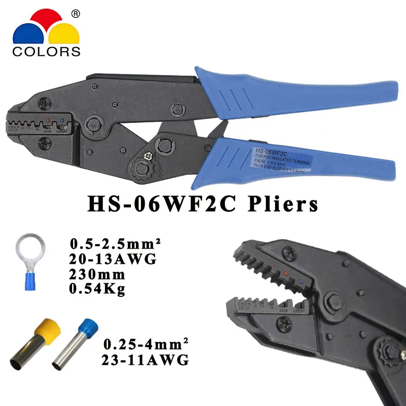 

HS-06WF2C crimping pliers for tube terminal and insulated terminal =SN-06WF+SN-02C high hardness jaw 540g pliers tools set