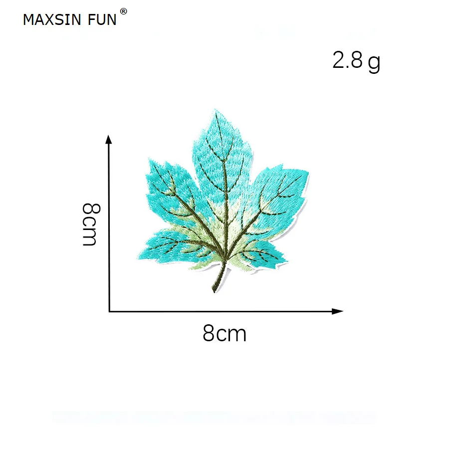 MAXSIN FUN 10PCS Cute Small Maple Leaf Patches Iron On Applique Chinese Style Embroidery Stickers Cloth DIY Decals Decorative