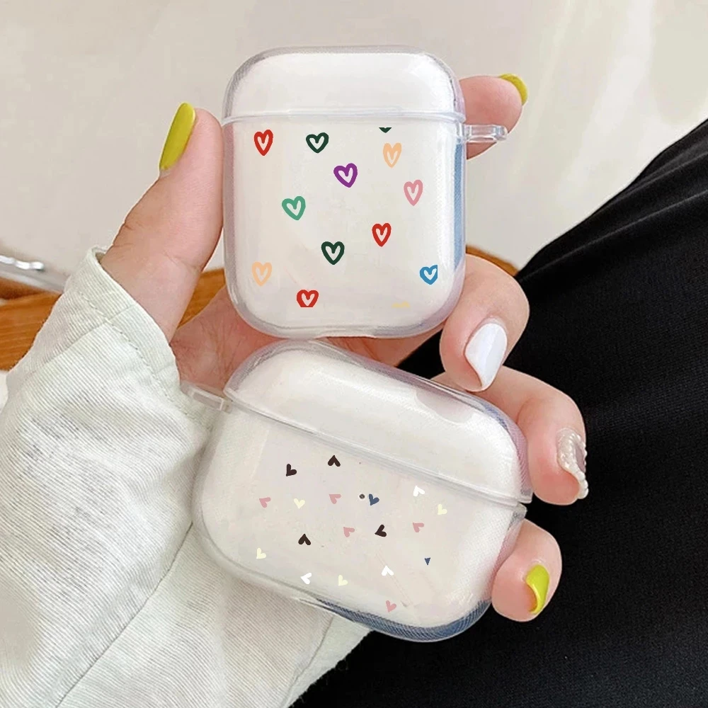 Soft TPU Earphone Cases For Airpods Pro 3 Clear Protective Cover For Apple Airpods 1 or 2 Cute Heart Flower Charging Box Capas