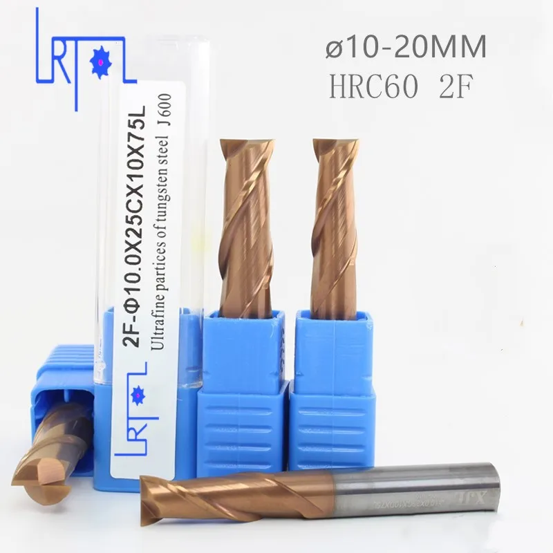 

2PCS tungsten carbide end mill HRC60 10/12/14/16/18/20MM*75 100MM 2 two flutes CNC machine milling cutter drill bit